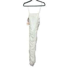 Camila Coelho White Polka Dot Midi Ruched Dress size XS